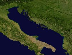 A satellite image of the Adriatic Sea.