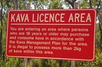 Signpost outside Yirrkala, NT, where kava has been introduced as a safer alternative to alcohol