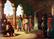 Szeklers bring the head of cardinal Andrew Báthory to Michael the Brave after the Battle of Şelimbăr.