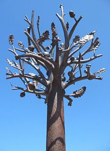 The Freedom Tree sculpture in St. Helier marking the 60th anniversary of the Liberation of Jersey.