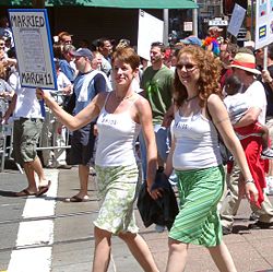 Same-sex married couple at San Francisco Pride 2004.