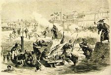 The killing of French sailors in the Sakai incident. Le Monde Illustré