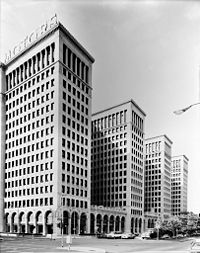 The General Motors Building in Detroit, Michigan was built as the headquarters of the General Motors Company during the period when the company, under the leadership of Alfred P. Sloan, Jr., became the leading automobile manufacturer in the United States.