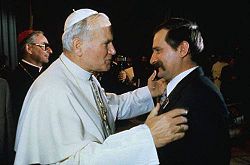 Lech Walesa received by Pope John Paul II in the Vatican in January 1981.