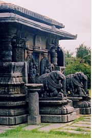 Elephant balustrades in Bucesvara temple without jagati at Korvangla