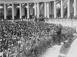 Coolidge addressing a crowd at Arlington National Cemetery in 1924.