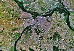 Satellite view of Belgrade.