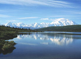 Mt McKinley and Wonder Lake viewed from Denali NP access road