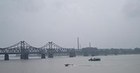 Yalu river bridge between North Korea and Liaoning
