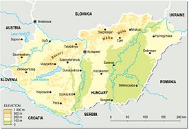 Topographic map of Hungary