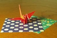 The traditional crane and papers of the same size used to fold it