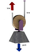 A movable pulley.