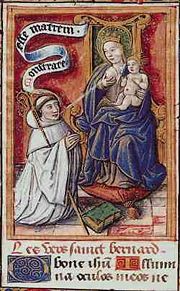 Saint Bernard venerates the Virgin Mary