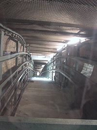 View up the shaft of the elevator at the new city hall, Hannover, Germany