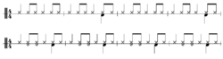 Drum figures popularized by Miles Davis' drummer Joseph Rudolph "Philly Joe" Jones.
