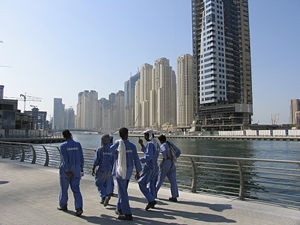 Dubai has approximately 250,000 laborers working on projects such as the Dubai Marina.