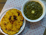 Boiled spinach and corn flour paratha from Punjab, India.