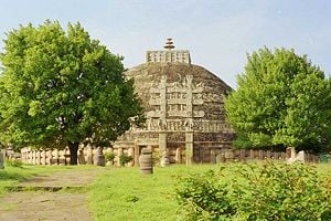 The Great Stupa at Sanchi, India, a Buddhist monument built by Ashoka the Great in the third century B.C.E.