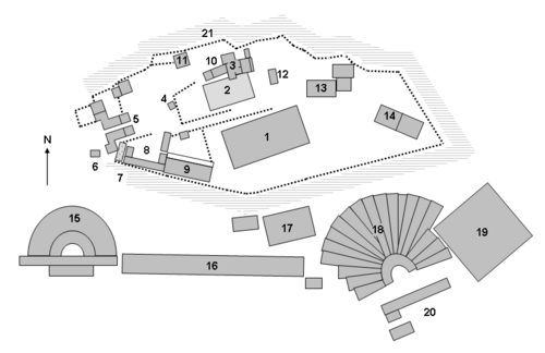Site plan of the Acropolis at Athens showing the major archaeological remains