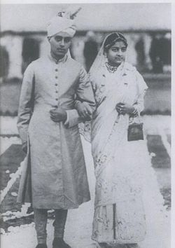 Jawaharlal and Kamala at their wedding.