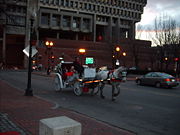 Many of Boston's roads were based upon horse and cart paths from the seventeenth century. A few horse carriages are still found in the city today.