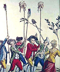 Aristocratic heads on pikes - a cartoon from the French Revolution