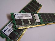 Example of writable volatile random access memory: Synchronous Dynamic RAM modules, primarily used as main memory in personal computers, workstations, and servers.