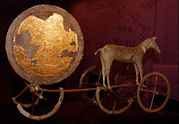 The Trundholm sun chariot pulled by a horse is a sculpture believed to be illustrating an important part of Nordic Bronze Age mythology.