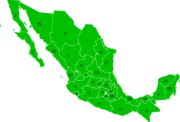 Monasteries on the slopes of Popocatépetl are located in the states of Morelas (#16) and Puebla (#20), south and southeast of the grey area representing Mexico City.
