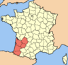 Map of Aquitaine on the southern border of France.