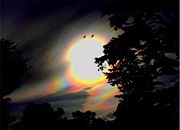 Iridescent clouds.