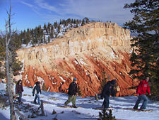 There are marked trails for hiking, for which snowshoes are required in winter.