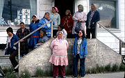 Gathering of Yupik women in the town of Gambell, April 2005.