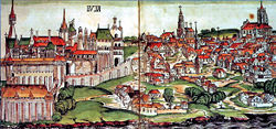 The Hungarian town of Buda (today one half of Budapest) in the Nuremberg Chronicle.