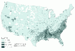 Blacks as percentage of local population, 2000.