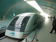 Shanghai Maglev Train stopping at terminus Longyang Road station