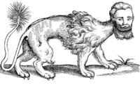 Manticore illustration from The History of Four-footed Beasts (1607), by Edward Topsell.