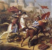 Eldest son, Robert Curthose, at the Siege of Antioch (1097-1098) while on crusade.