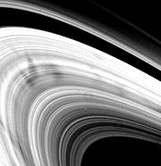 Spokes in the B ring, imaged by Voyager 2 in 1981.