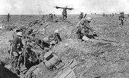 British infantry advancing near Ginchy during the Battle of Morval, September 25