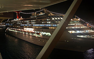 Cruise ship in port, Aruba, 2006.