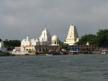 A distant view of Kudala Sangama temple, in Bagalkot district of Karnataka, India, the place where a renowned Kannada poet and revolutionist "Krantiyogi" Basavanna achieved his "Samadhi".