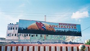 Havana billboard advertises the Revolution.