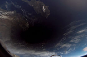 This view from the International Space Station shows the shadow of the Moon cast upon the eastern Mediterranean Sea near Cyprus. NASA image.
