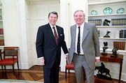 Buckley with Reagan in the Oval Office, 1988
