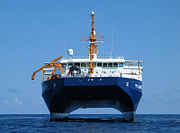 Research ship Planet of the German Navy, built in SWATH design which evolved from the catamaran concept.