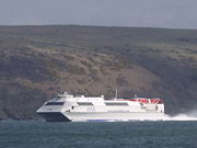 The Stena Voyager is a catamaran that provides a fast ferry service across the Irish sea. The Stena HSS is the world's largest fast ferry, traveling at a speed of over 40 knots (although it is capable of doing over 60 knots).