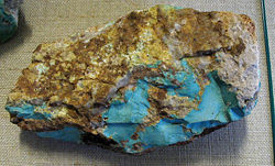 Massive turquoise in matrix with quartz from Mineral Park, Arizona