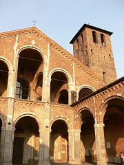 Sant'Ambrogio, Milan is constructed of bricks.