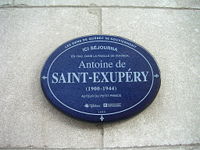 Historical marker on the home where Saint-Exupéry lived in Quebec.